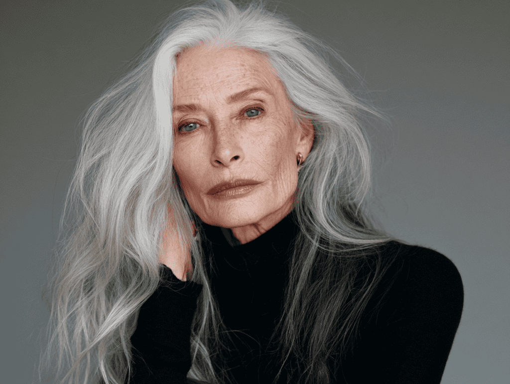 women over 60 long gray hair